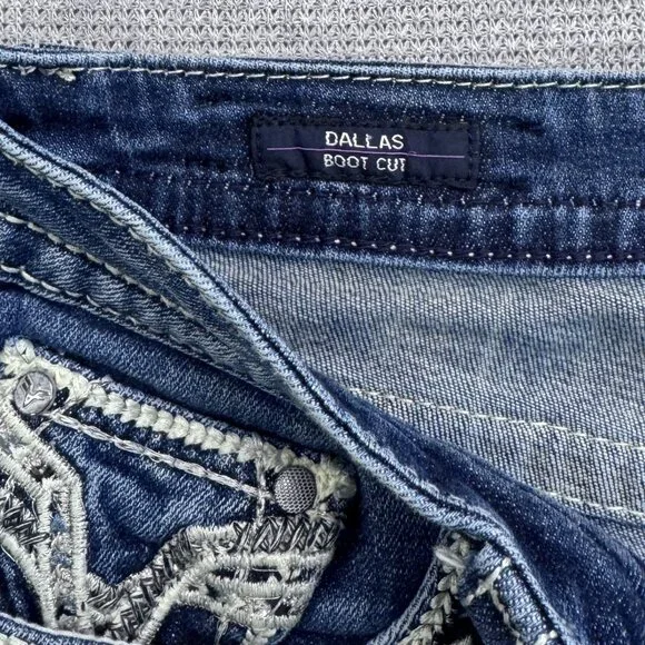 Vigoss Womens Size 3/4 L33 Blue Denim Bootcut Dallas Heritage Jeans Embellished - Picture 7 of 15